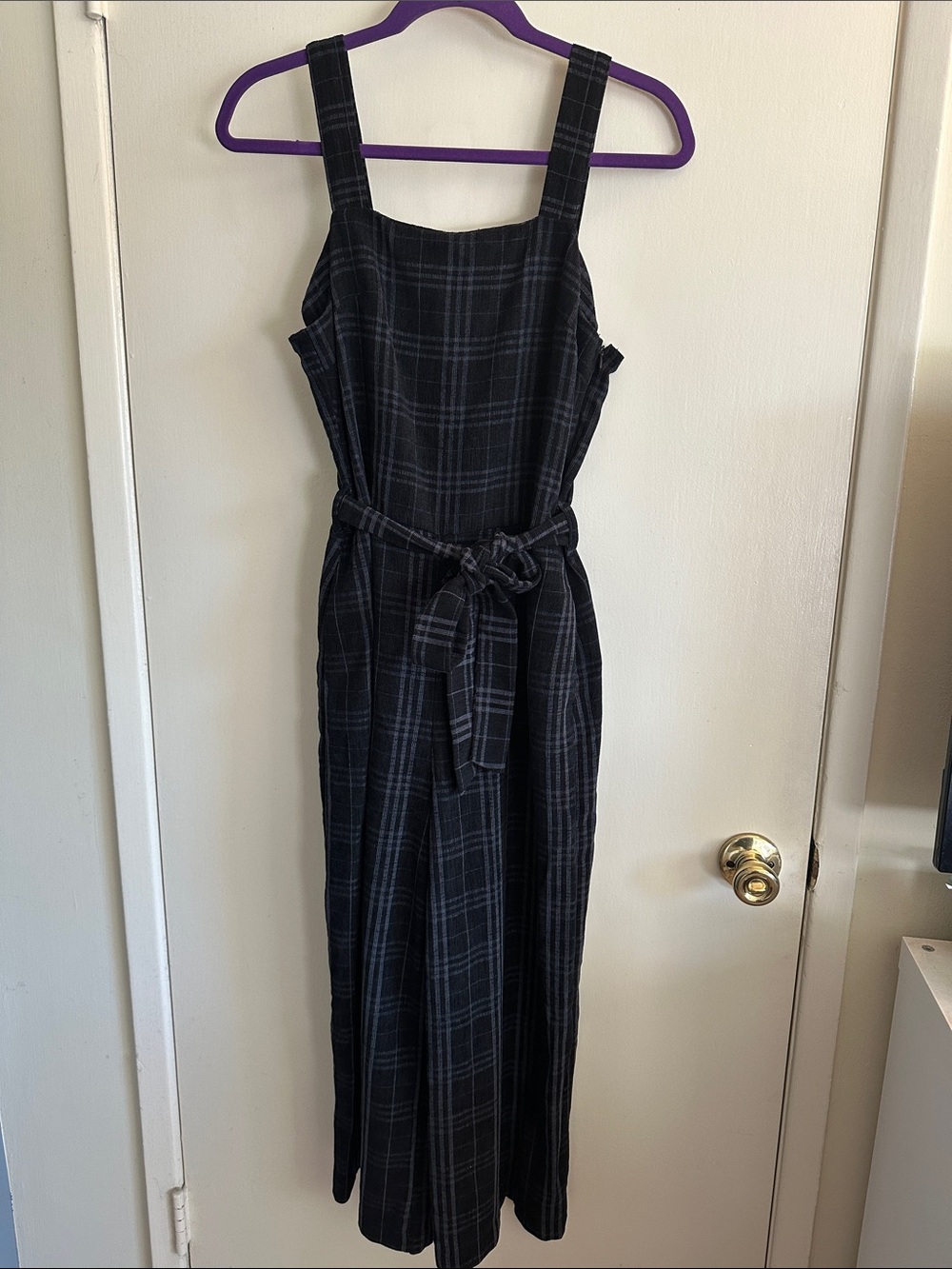 Zara Plaid Wide-Leg Jumpsuit